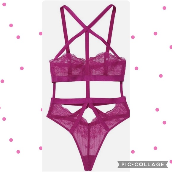 Victoria's Secret Very Sexy strappy high neck
teddy Raspberry cooler VS Large - Picture 3 of 6
